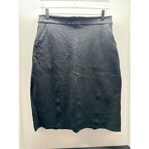 Eileen Fisher Black Boiled Wool Pencil Skirt With Pockets & Side Zipper Medium M